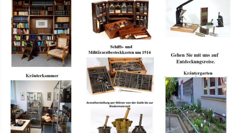 Eine beeindruckende Ausstellung historischer Objekte und Räume, darunter eine Bibliothek, eine alte Apotheke und eine Kräuterkammer. Entdecken Sie die Geschichte der Arzneimittelherstellung und die Vielfalt des Kräutergartens.
